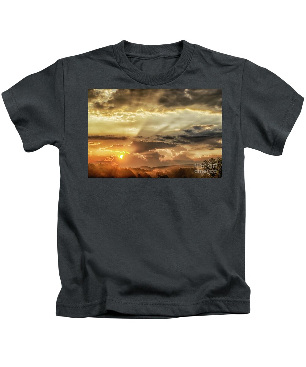Sunrise Kids T-Shirt featuring the photograph Sunrise and Fog West Virginia #1 by Thomas R Fletcher
