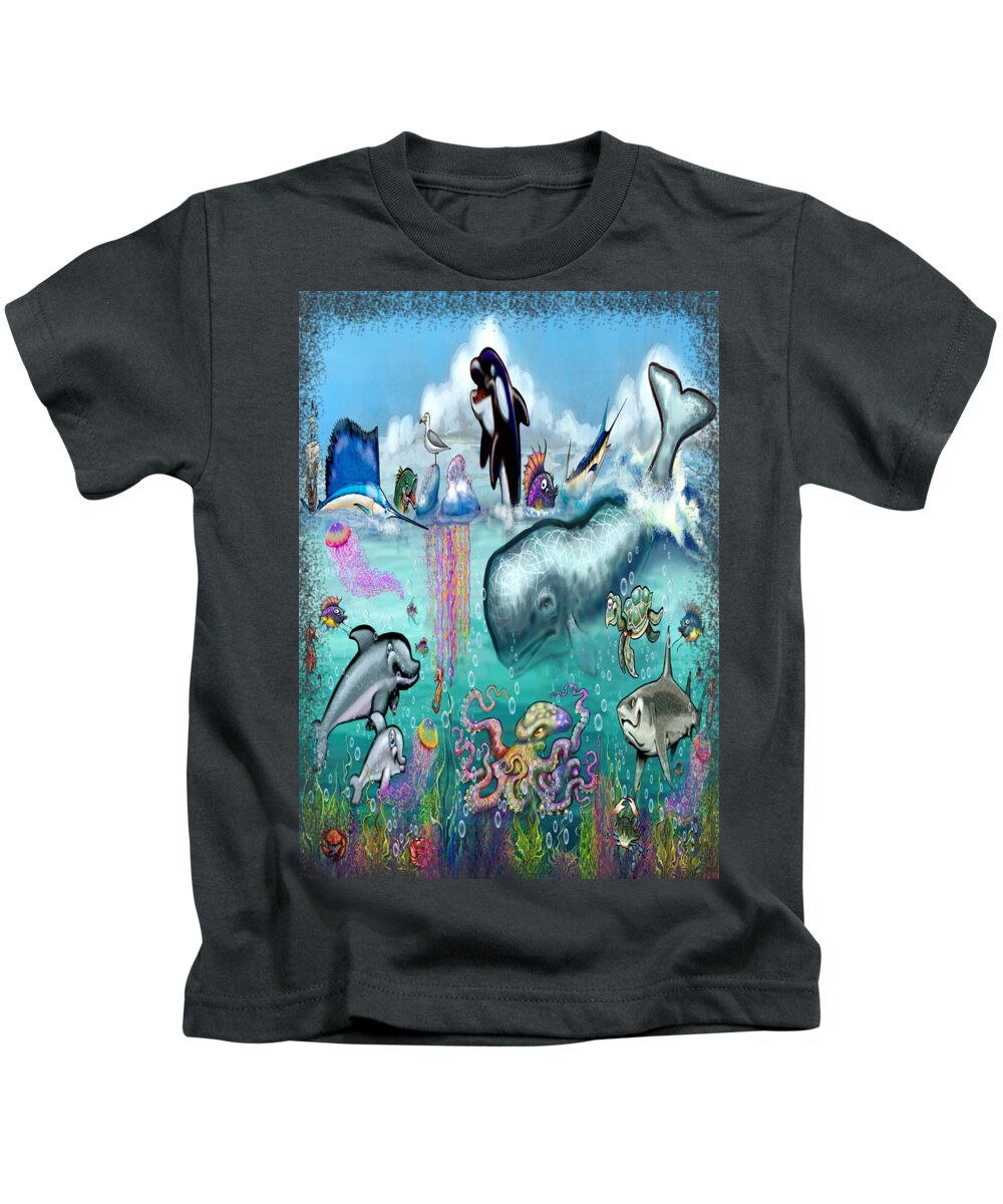 Aquatic Kids T-Shirt featuring the digital art Under the Sea #1 by Kevin Middleton