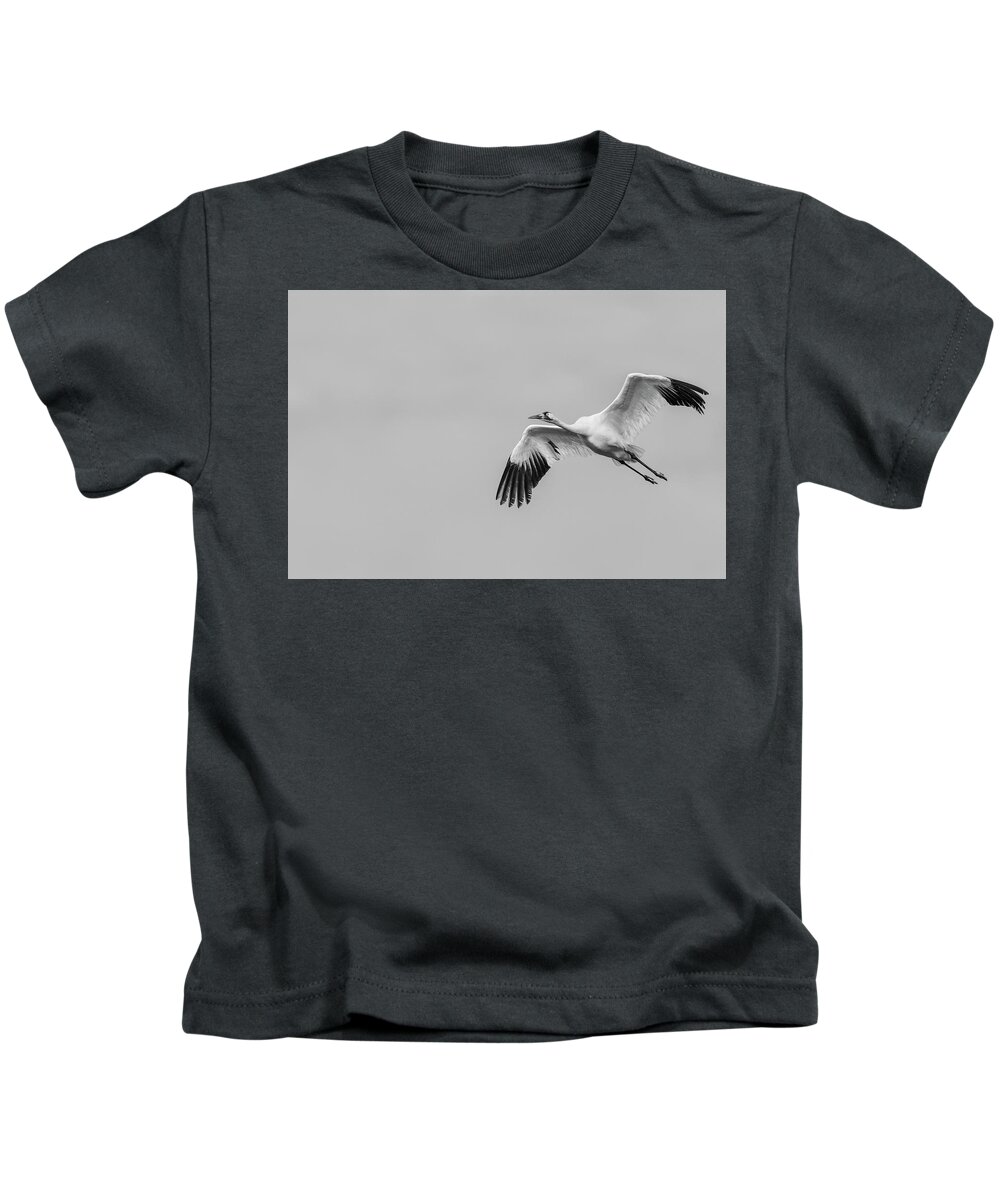 Whooping Crane Kids T-Shirt featuring the photograph Whooping Crane in Flight #2 by Puttaswamy Ravishankar