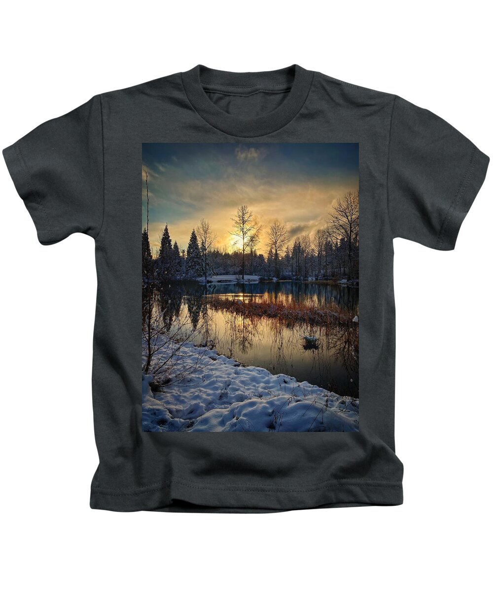 Winter Kids T-Shirt featuring the photograph Winter Sunset #1 by Jerry Abbott