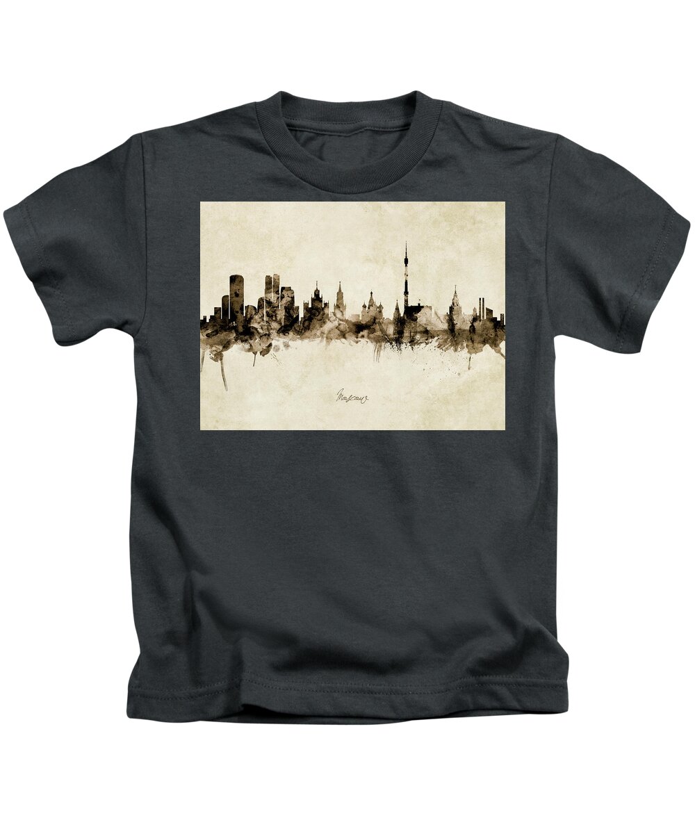 Moscow Kids T-Shirt featuring the digital art Moscow Russia Skyline #10 by Michael Tompsett