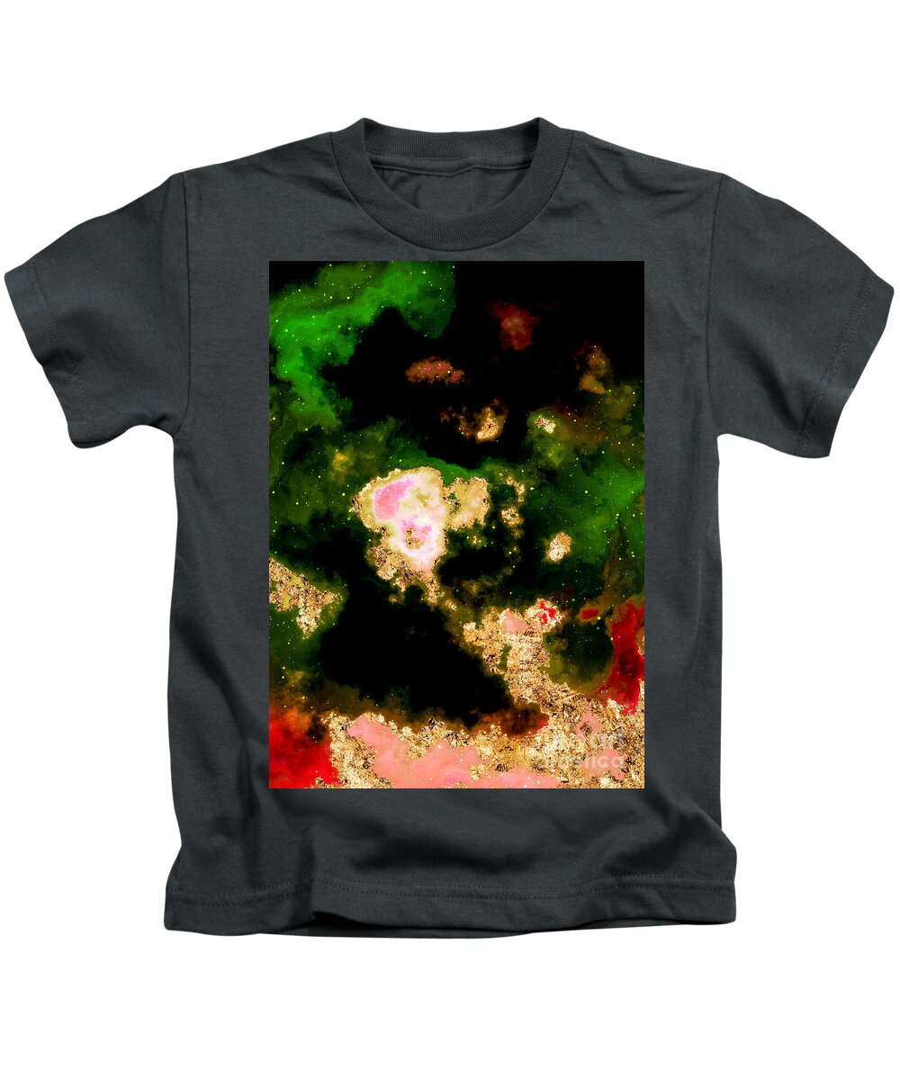 Holyrockarts Kids T-Shirt featuring the mixed media 100 Starry Nebulas in Space Abstract Digital Painting 014 by Holy Rock Design