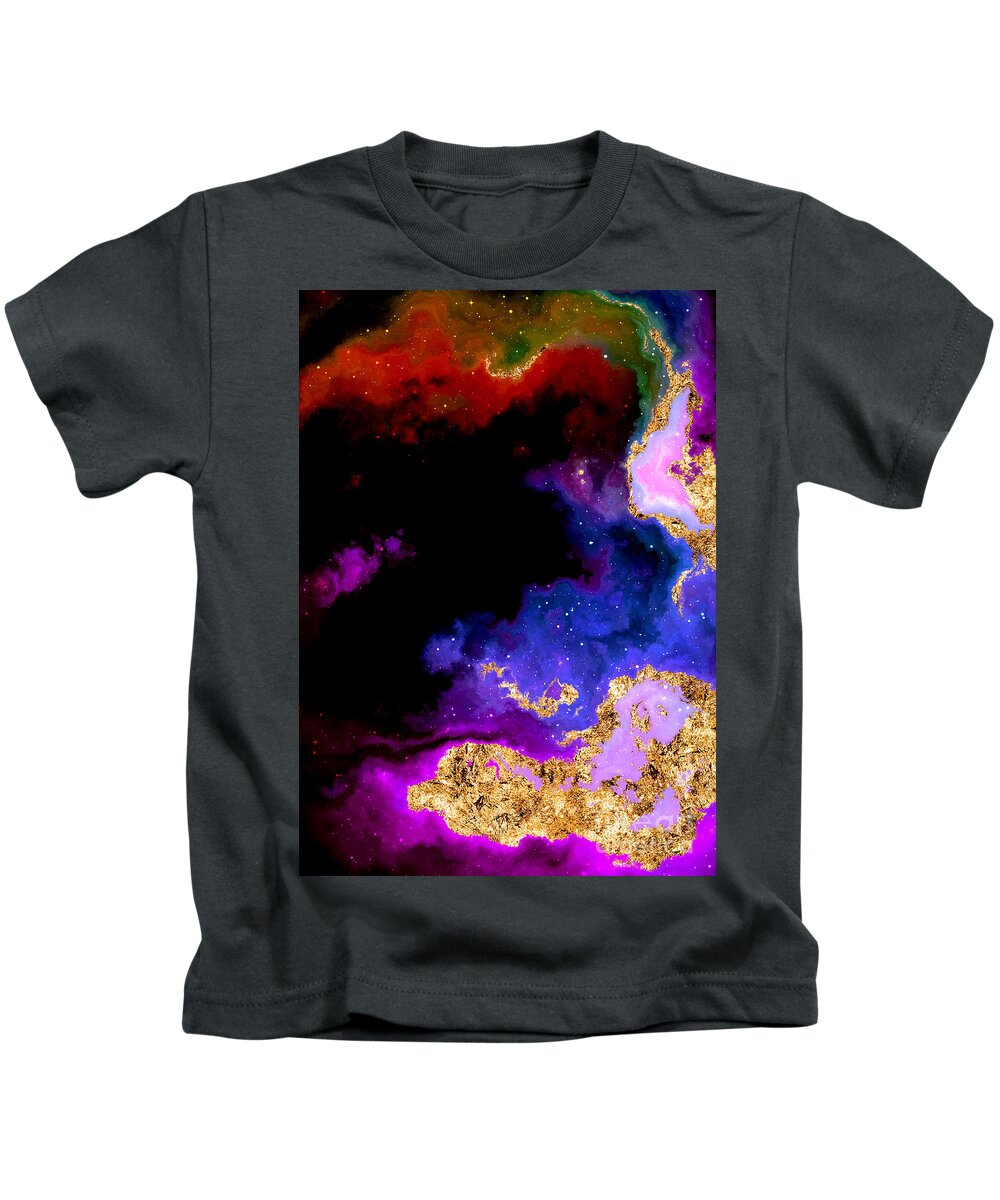 Holyrockarts Kids T-Shirt featuring the mixed media 100 Starry Nebulas in Space Abstract Digital Painting 024 by Holy Rock Design