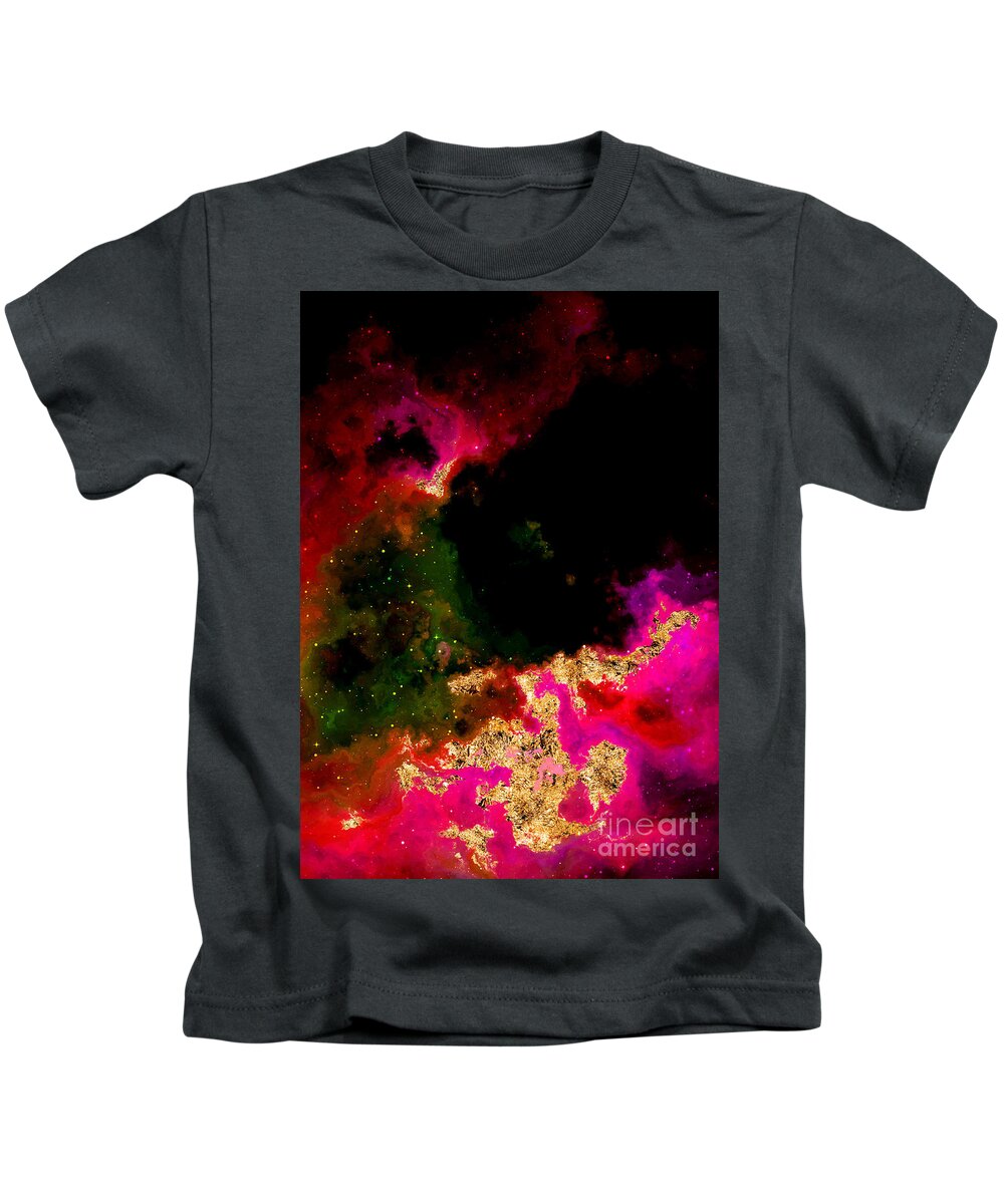 Holyrockarts Kids T-Shirt featuring the mixed media 100 Starry Nebulas in Space Abstract Digital Painting 031 by Holy Rock Design