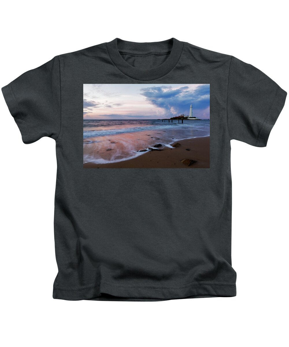 Whitley Kids T-Shirt featuring the photograph Saint Mary's Lighthouse at Whitley Bay #18 by Ian Middleton