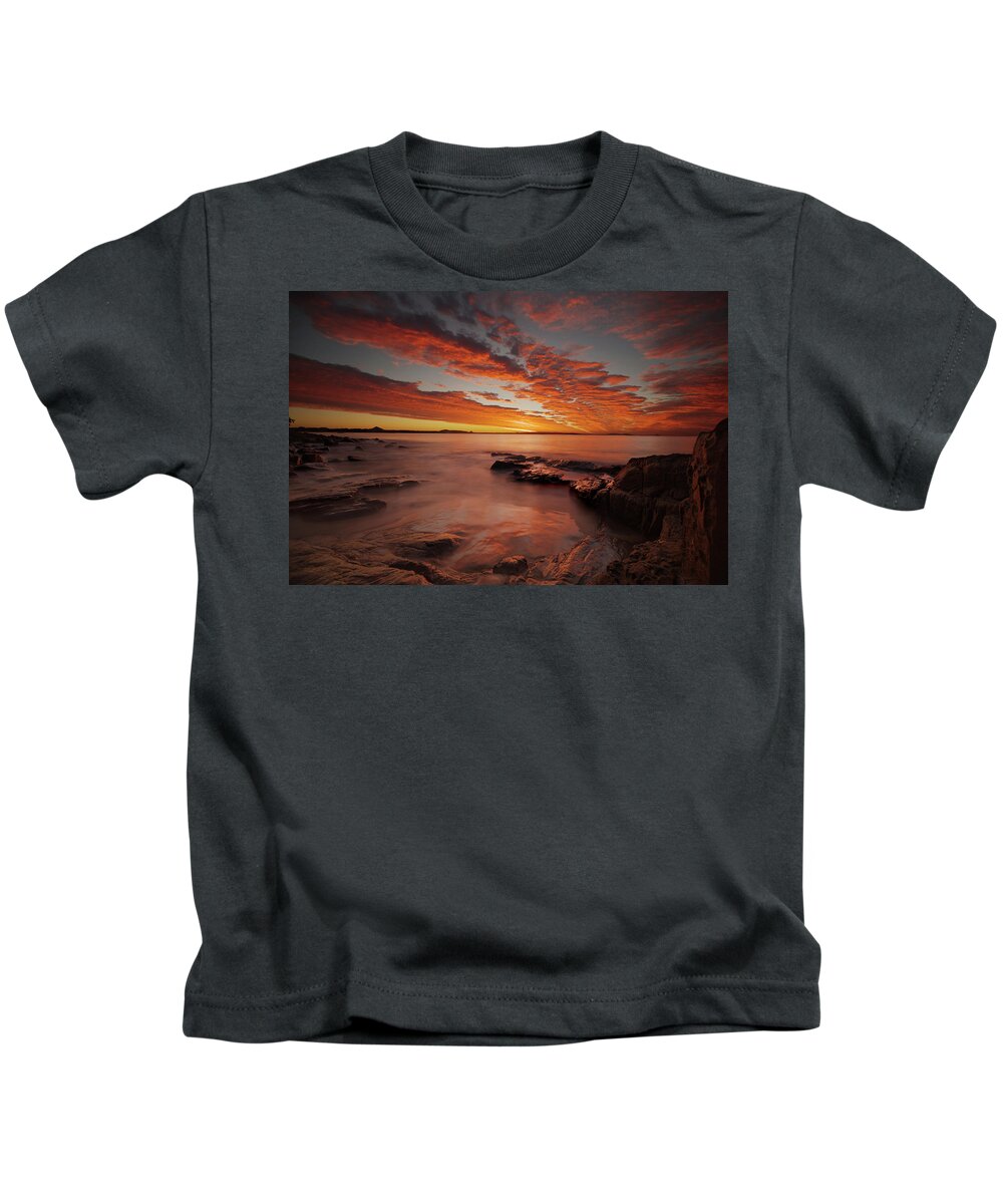 National Park Kids T-Shirt featuring the photograph 1808sunsetnoosa3 by Nicolas Lombard
