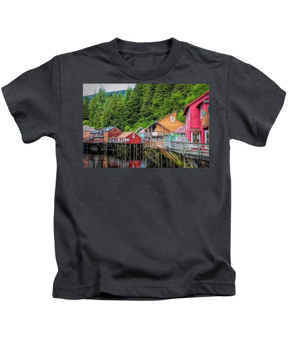 Barbara Snyder Kids T-Shirt featuring the photograph Creek Street Ketchikan Alaska #2 by Barbara Snyder