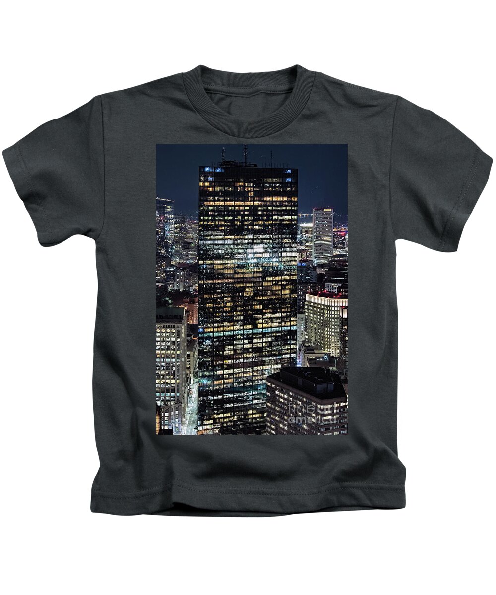 200 Clarendon Street Kids T-Shirt featuring the photograph 200 Clarendon Street - John Hancock Tower in Boston at Night by David Oppenheimer