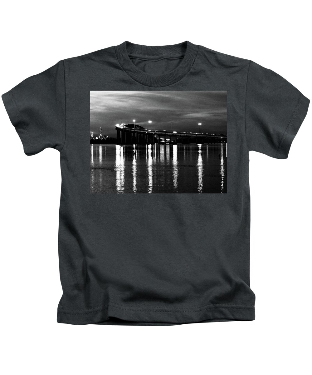 Bridge Kids T-Shirt featuring the photograph 210 Bridge Black and White by Jerry Connally