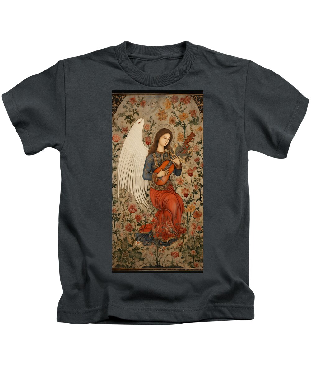 Angel Kids T-Shirt featuring the painting A medieval islamic illuminated manuscript featu by Asar Studios #25 by Asar Studios