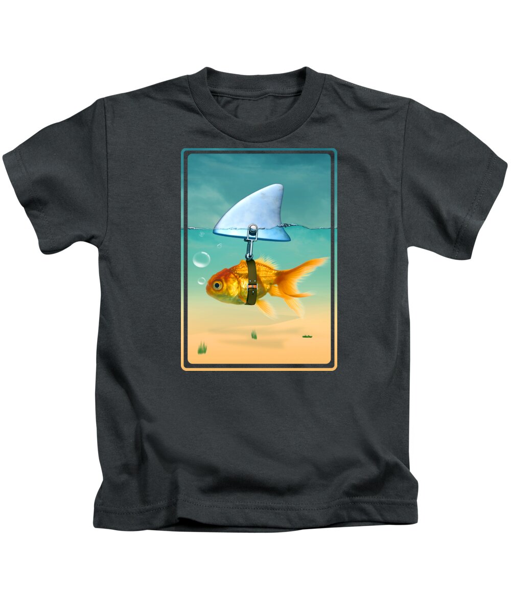 Goldfish Kids T-Shirt featuring the digital art Gold Fish by Mark Ashkenazi