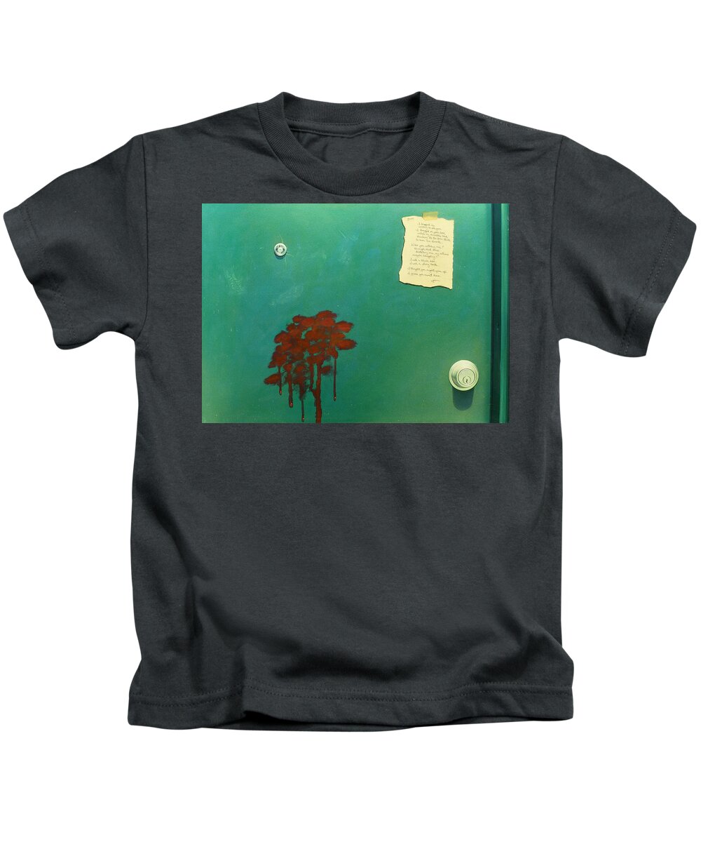 Door Kids T-Shirt featuring the mixed media 3 Oclock by James W Johnson