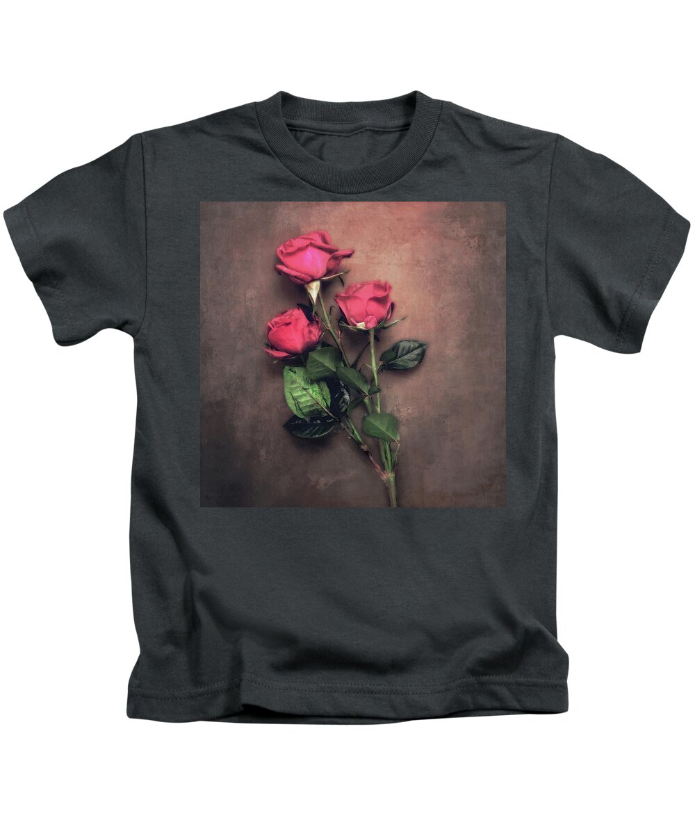Rose Kids T-Shirt featuring the photograph 3 Roses by Steve Kelley