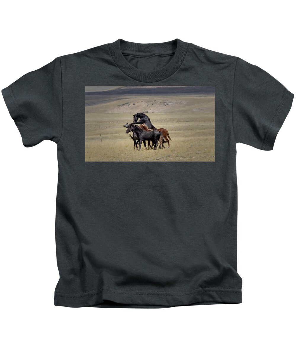 Horse Kids T-Shirt featuring the photograph Wild Horses #39 by Laura Terriere