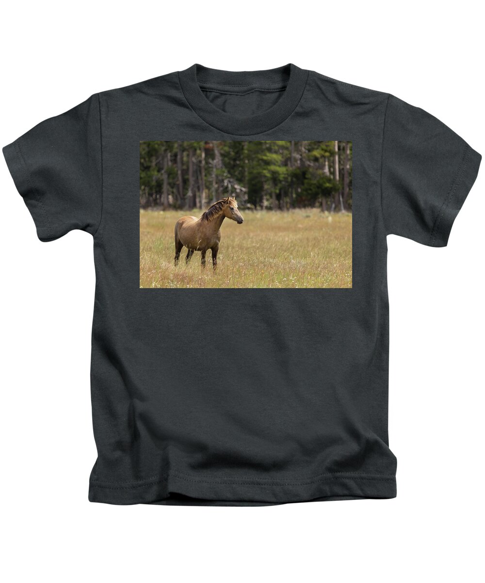 Horse Kids T-Shirt featuring the photograph Wild Horses #47 by Laura Terriere