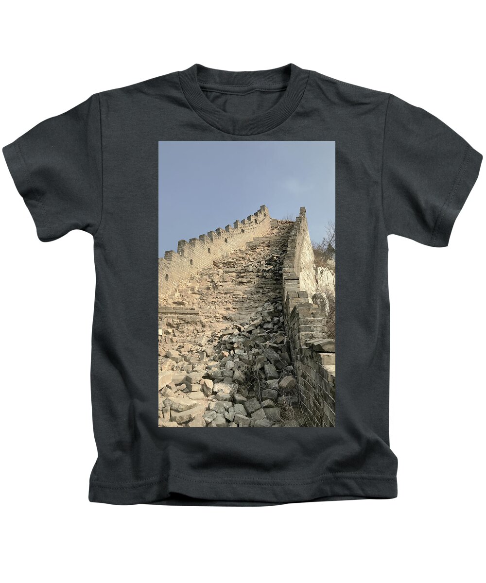 Great Wall of China Decor Childrens Short Sleeve Cool T-Shirt,Polyester,Surreal