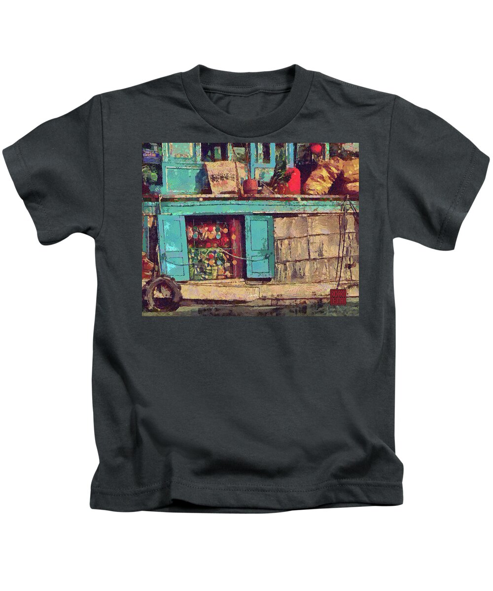 Abstract Kids T-Shirt featuring the mixed media 577 Concrete Houseboat, Floating Market, Cai Rang, Vietnam by Richard Neuman Architectural Gifts
