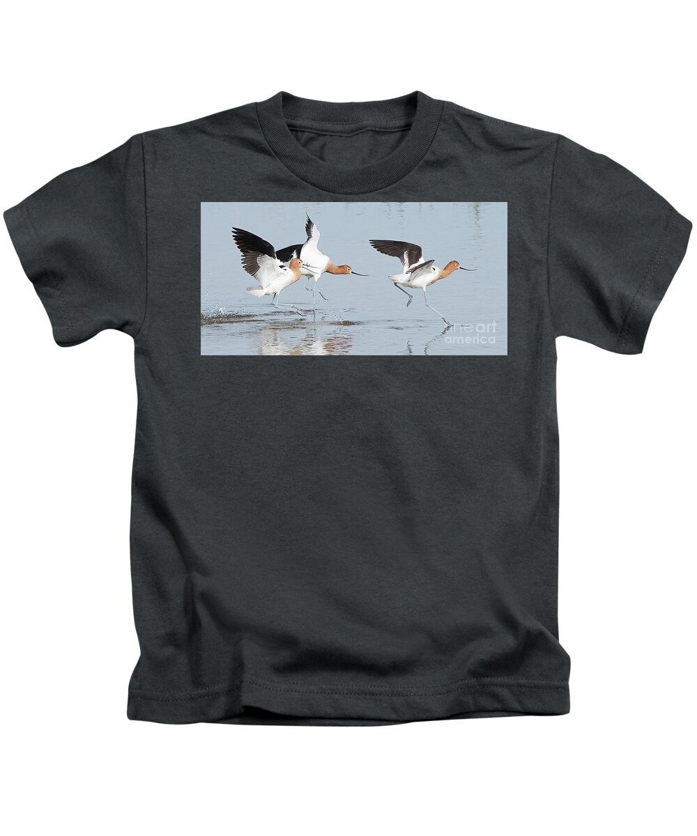 Bird Kids T-Shirt featuring the photograph American Avocet #7 by Dennis Hammer