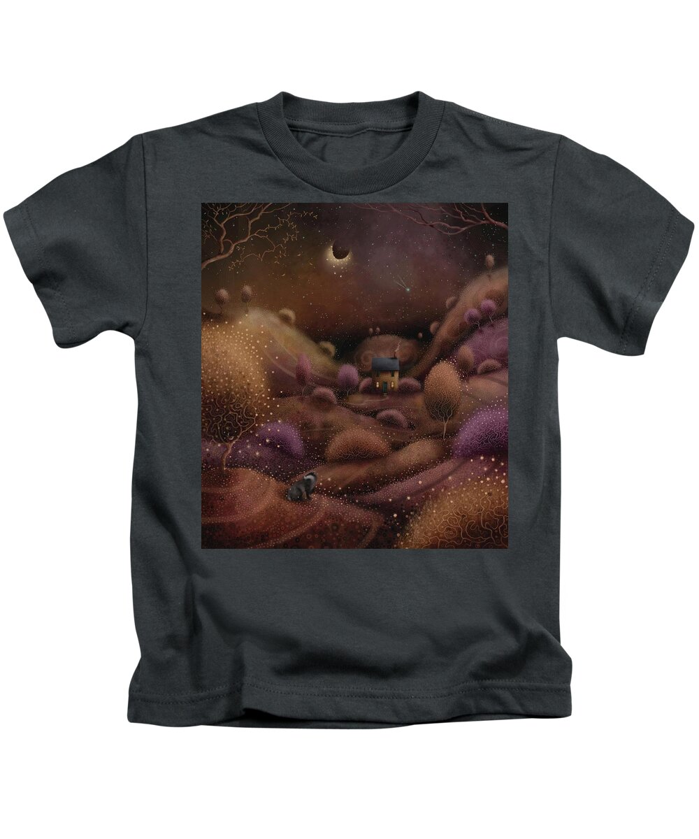 Badger Kids T-Shirt featuring the painting A Badgers' Moon by Joe Gilronan