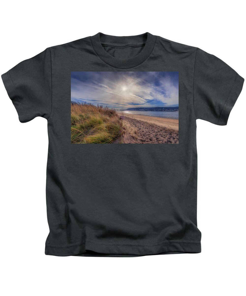 Shrewsbury River Kids T-Shirt featuring the photograph A Beautiful Day at Sandy Hook by Penny Polakoff