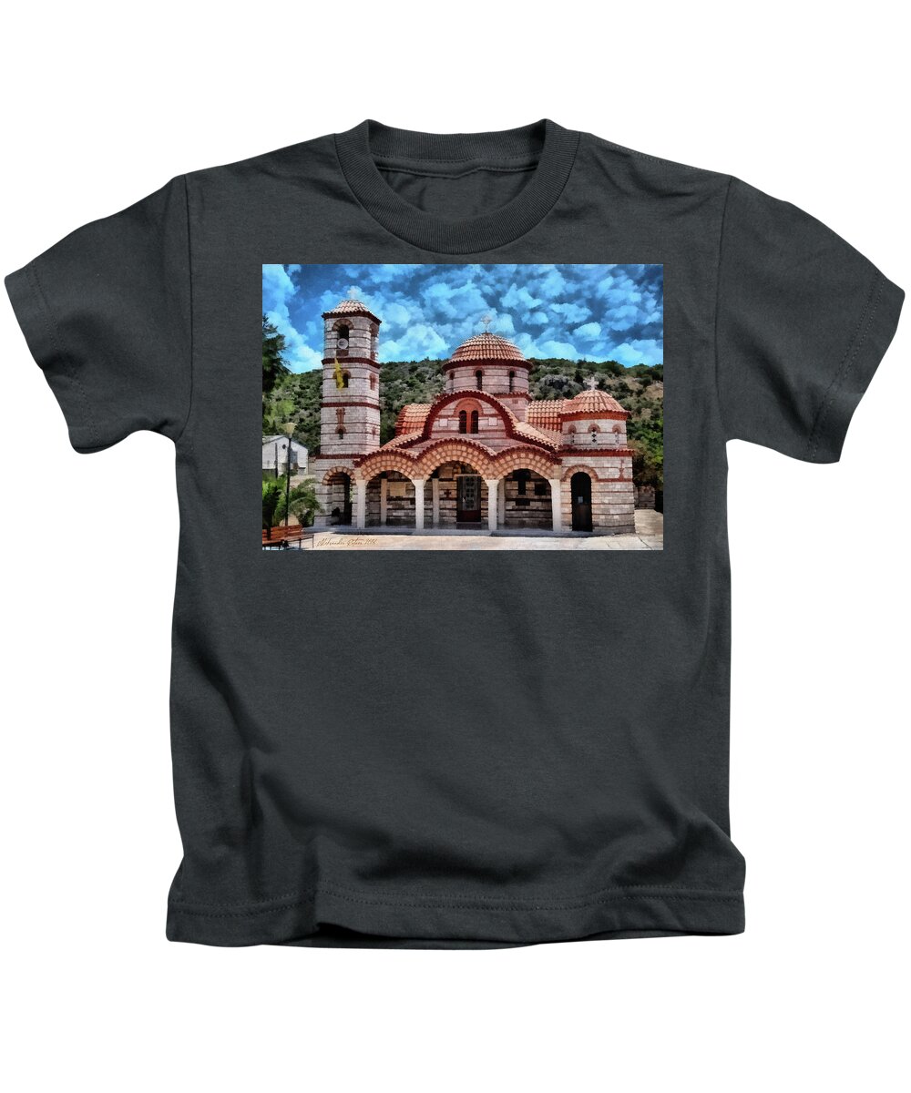 Greek Orthodox Church Kids T-Shirt featuring the photograph A church in Greece by Aleksander Rotner