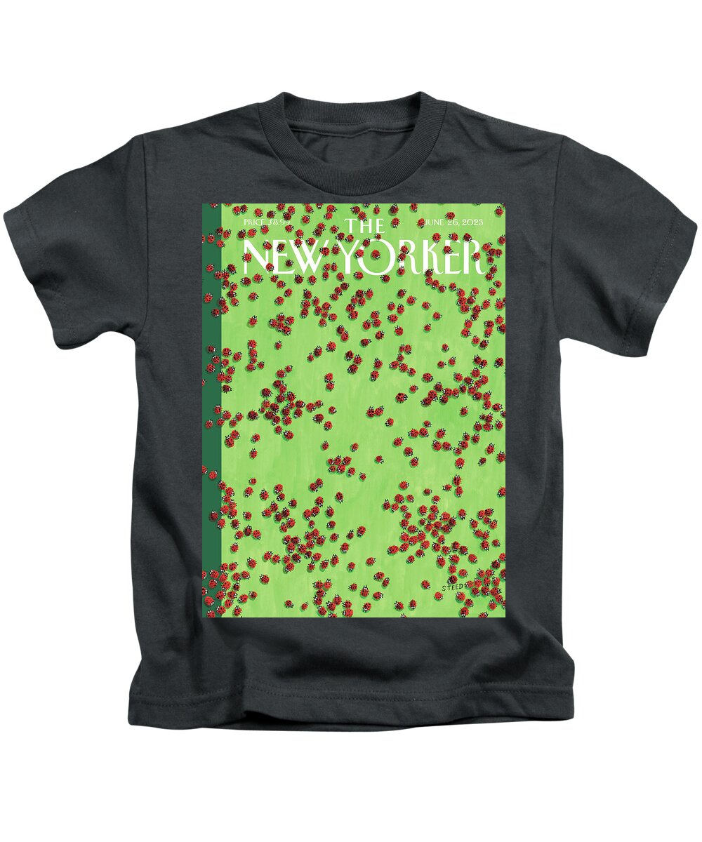 151019 Kids T-Shirt featuring the painting A Loveliness of Ladybugs by Edward Steed