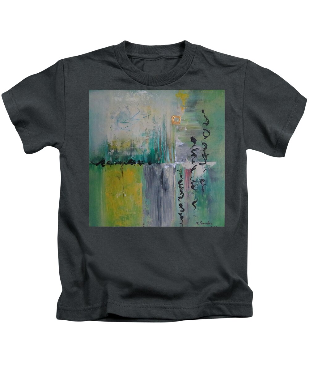 Abstract Kids T-Shirt featuring the painting A Message From The Other World by Raymond Fernandez