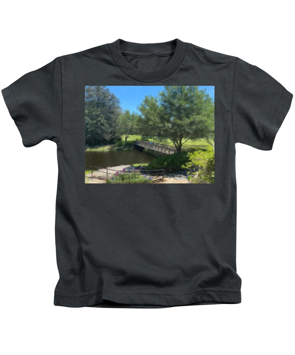 Landscape Kids T-Shirt featuring the painting A Summer Walk by Gary Arnold
