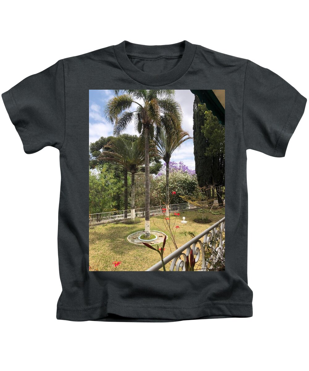 All Kids T-Shirt featuring the digital art A View of Backyard from Patio KN5 by Art Inspirity