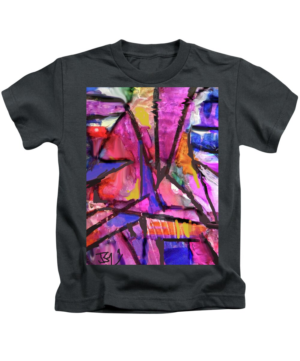 Colorful Abstract Kids T-Shirt featuring the painting Abstract 11-2021 by Jean Batzell Fitzgerald