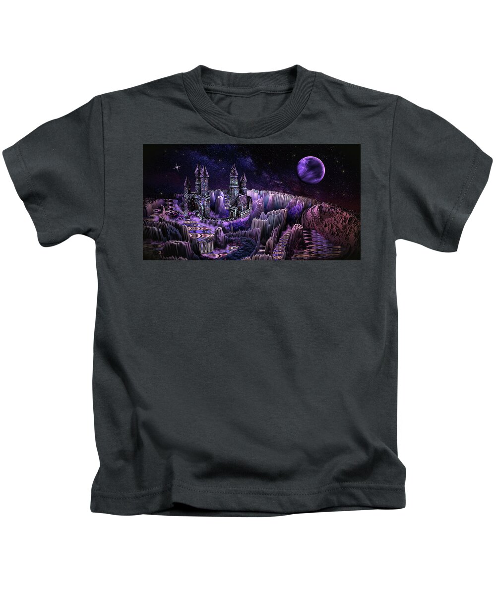 Art Kids T-Shirt featuring the digital art Adventure to Far Away Castle by Artful Oasis