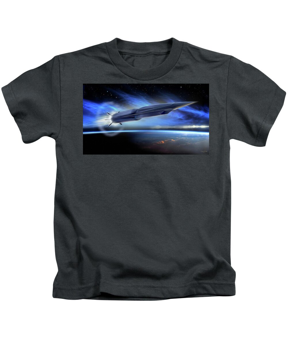 Military Kids T-Shirt featuring the digital art Aerojet Rocketdyne - hypersonic- illus number one - studio by James Vaughan
