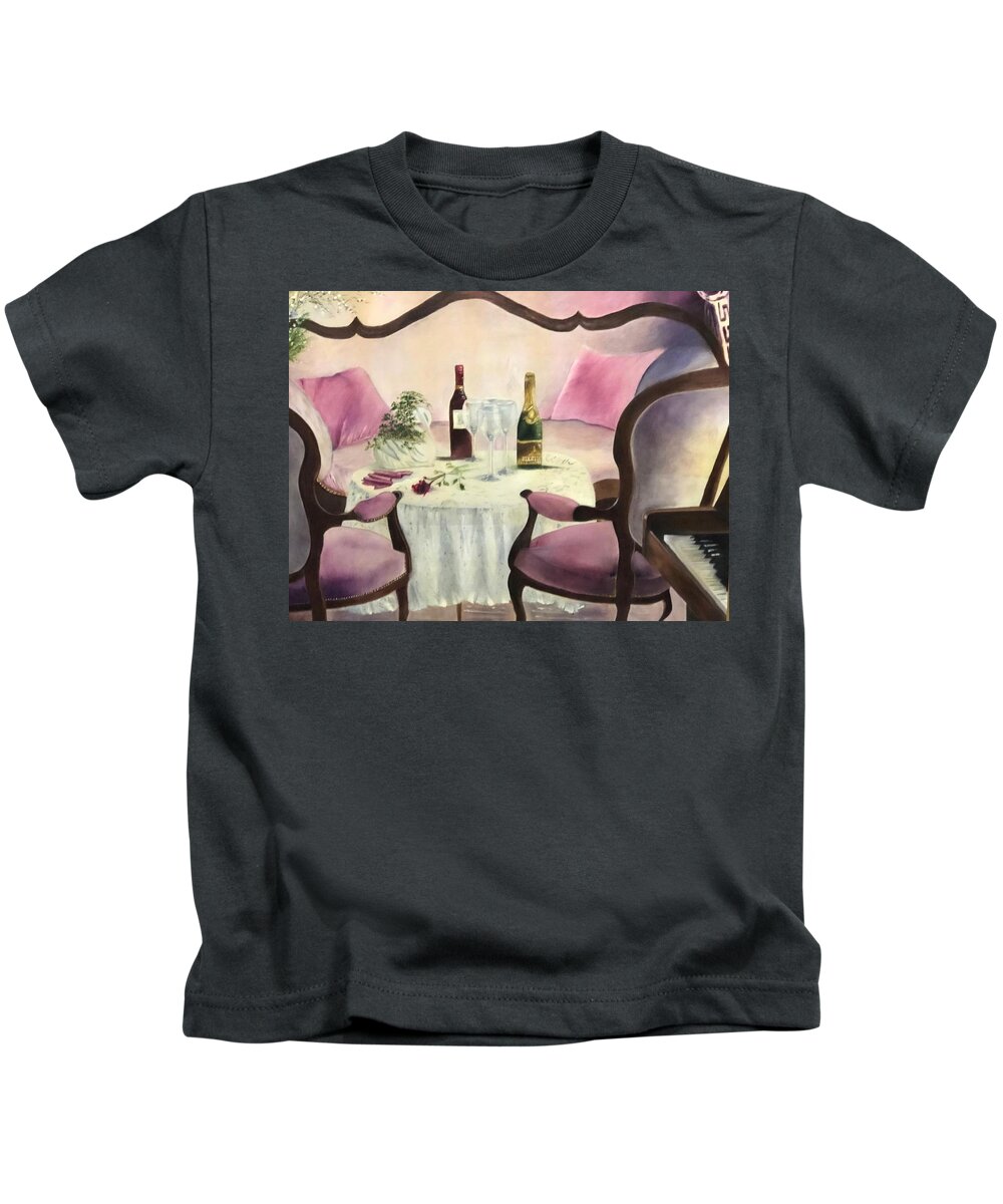 Champagne Kids T-Shirt featuring the painting Afternoon Delight by Juliette Becker