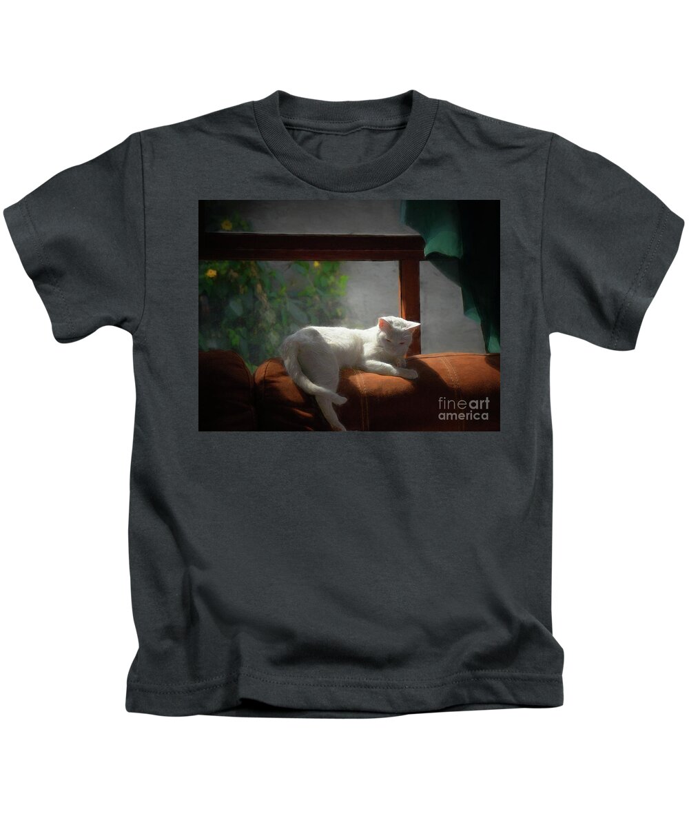 Cat Kids T-Shirt featuring the photograph Afternoon Snooze by John Kolenberg