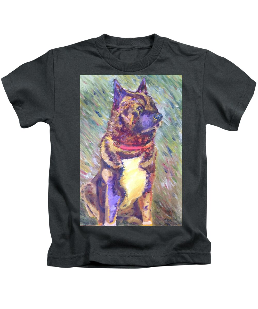 Dog Kids T-Shirt featuring the painting Akita by Michelle Robinson