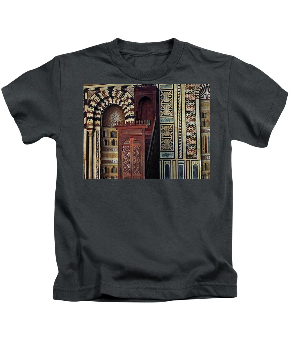 Cairo Kids T-Shirt featuring the photograph Al-Nasir Muhammad Mosque Interior by Debbie Oppermann