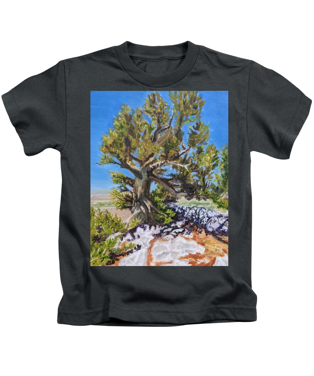 Albuquerque Kids T-Shirt featuring the painting Albuquerque Overlook by Deborah Bergren