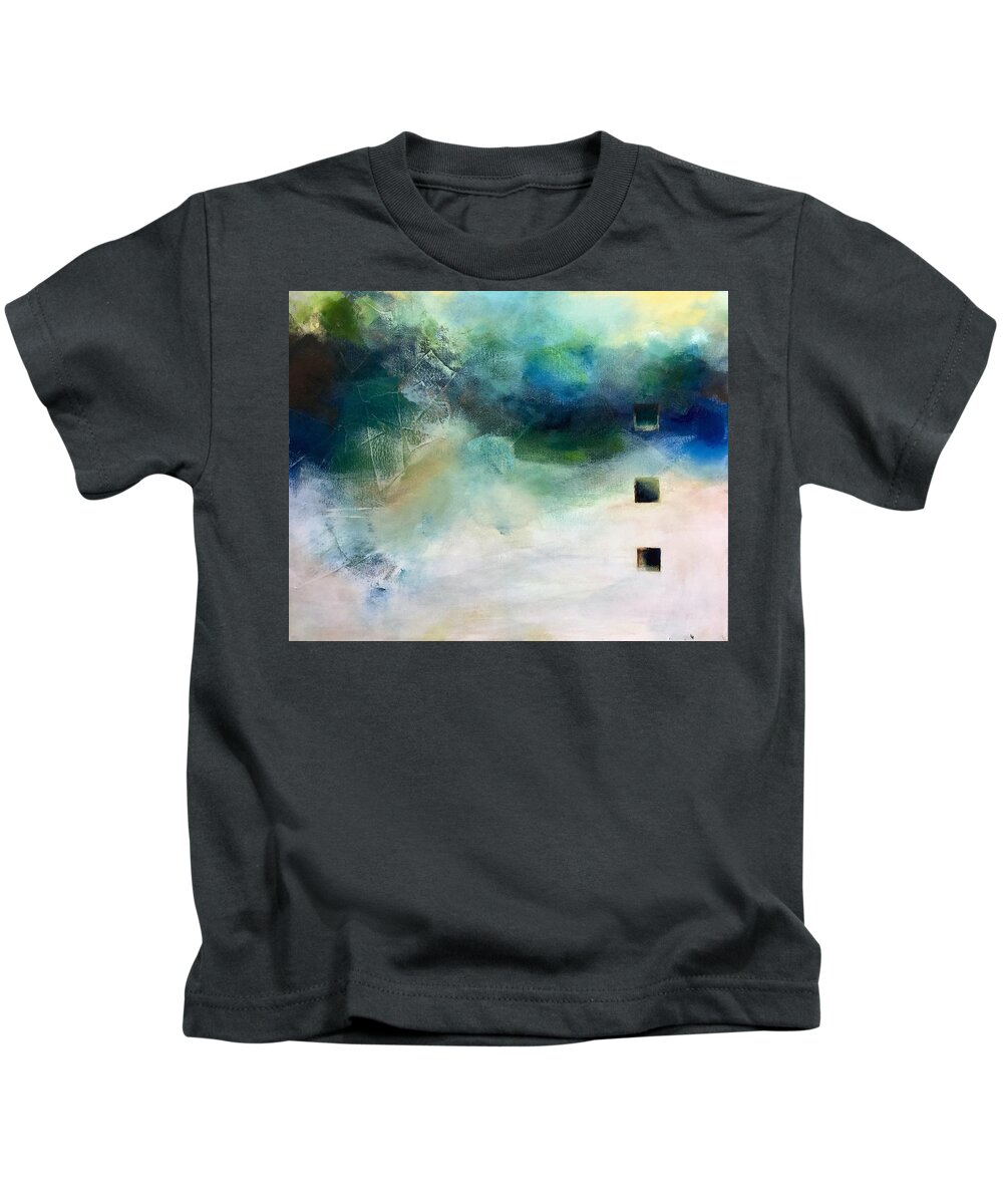 Blue Kids T-Shirt featuring the painting All at Sea by Vivian Mora