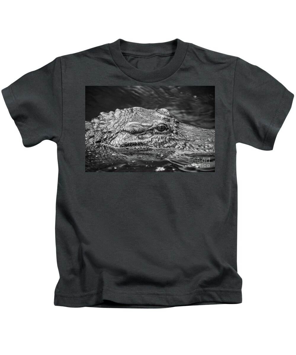 Alligator Kids T-Shirt featuring the photograph Alligator Eye by Kimberly Blom-Roemer