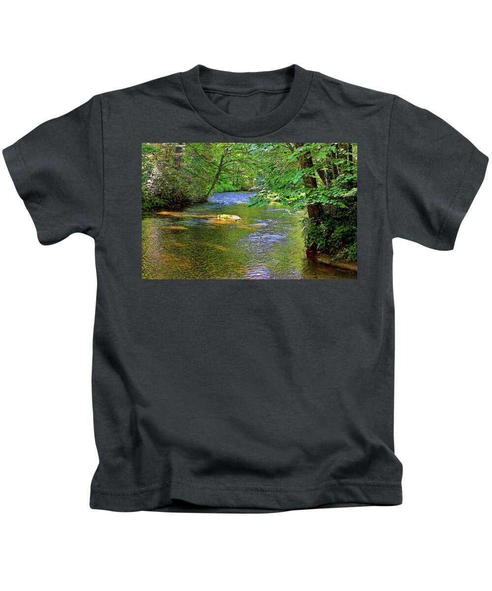 Cullasaja River Kids T-Shirt featuring the photograph Along The Cullasaja River by HH Photography of Florida
