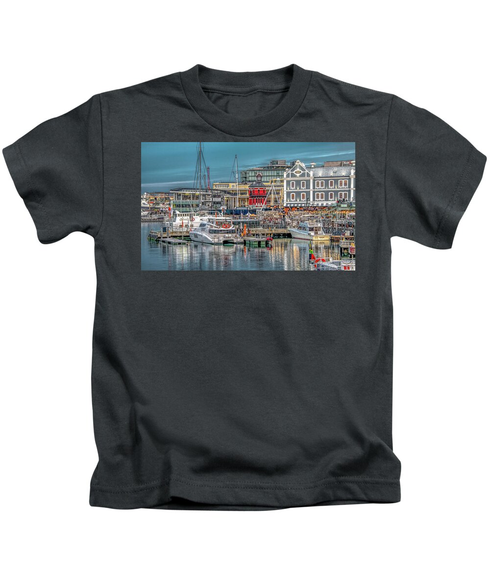 Cape Town Kids T-Shirt featuring the photograph Along the Waterfront in Capetown by Marcy Wielfaert