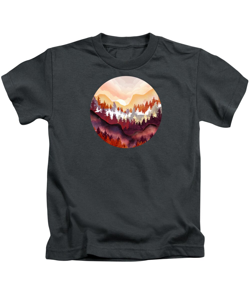 Digital Kids T-Shirt featuring the digital art Amber Forest by Spacefrog Designs