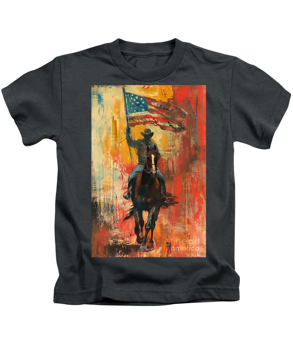 Cowboy Kids T-Shirt featuring the digital art American Cowboy Series 03162024a by Carlos Diaz