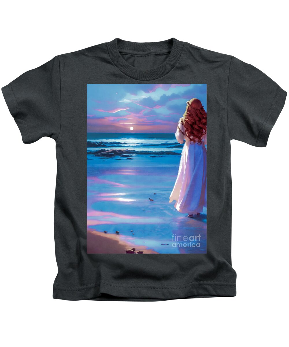 Sea Kids T-Shirt featuring the digital art Amphitrite by Laurie's Intuitive