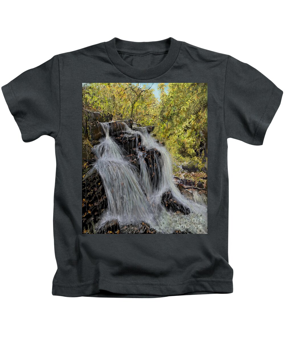 Ireland Kids T-Shirt featuring the digital art An Irish Waterfall by Darren Cannell