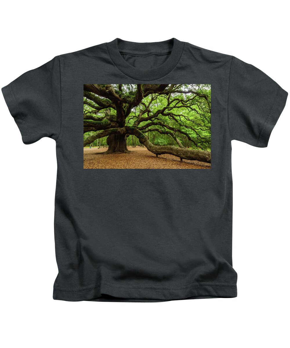 Angel Kids T-Shirt featuring the photograph Angel Oak's tree Longest branch by Louis Dallara