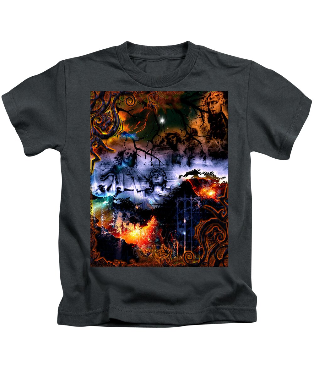 Gothic Kids T-Shirt featuring the digital art Angels In Gothica by Michael Damiani