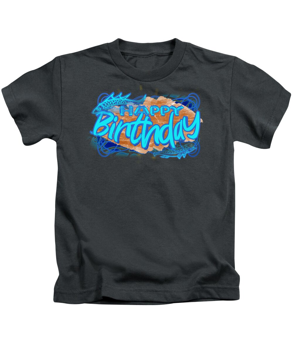 Aquamarine Kids T-Shirt featuring the digital art Aquamarine a Cyan Blue Pisces March Happy Birthday by Delynn Addams