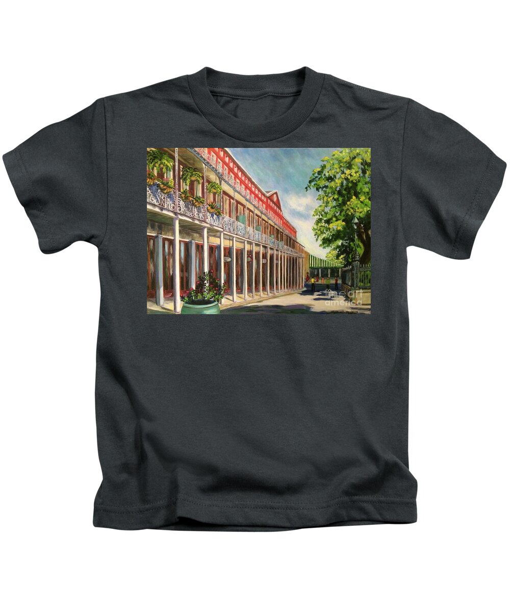 Cityscape Kids T-Shirt featuring the painting Around Jackson Square by Sherrell Rodgers
