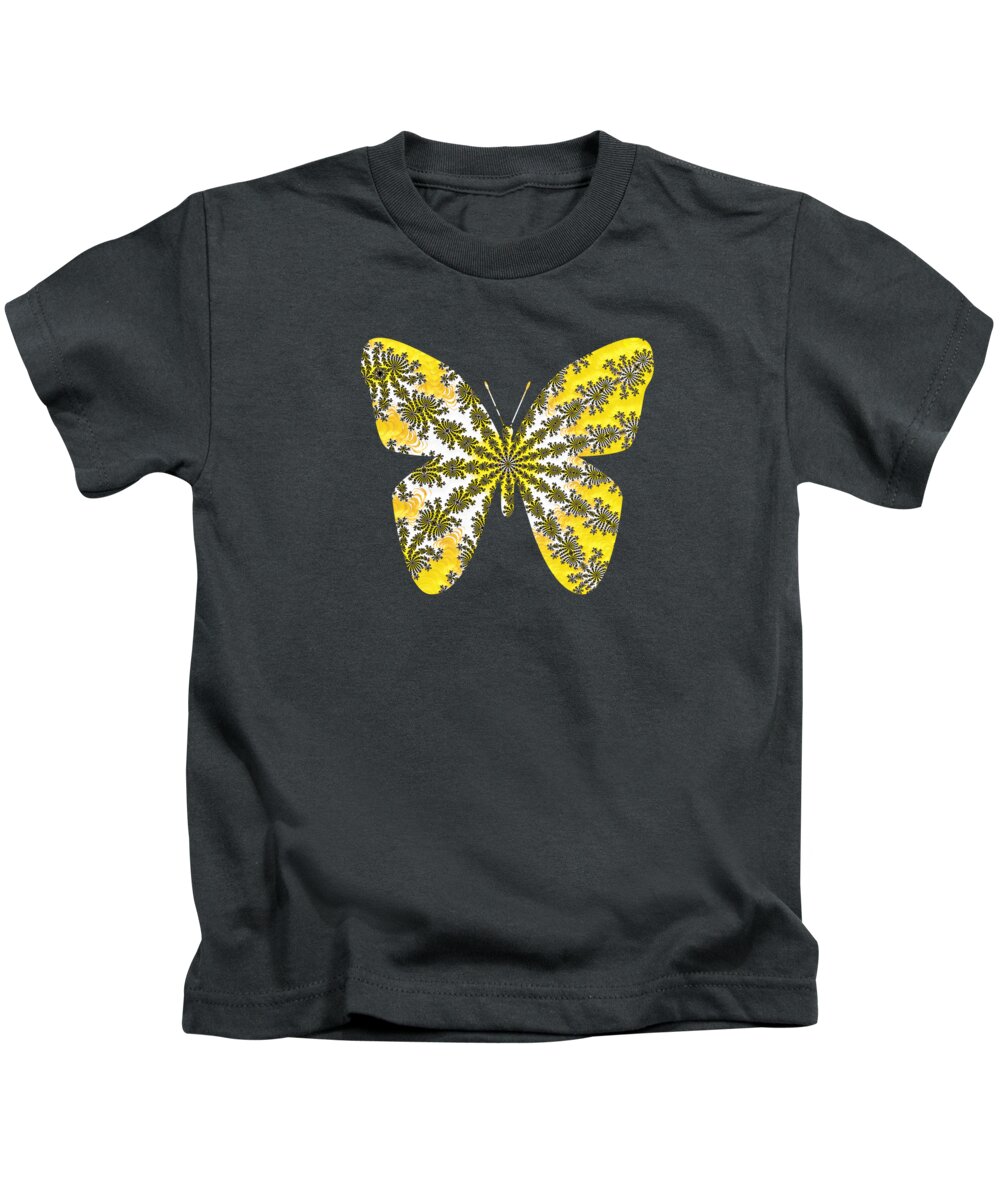 Fractal Kids T-Shirt featuring the digital art Yellow and White Star Fractal #2 by Elisabeth Lucas